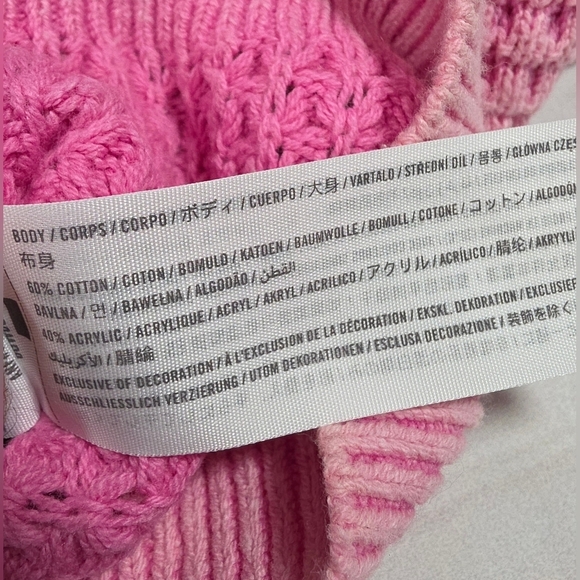 HOLLISTER Pink Cropped Long Sleeve Waffle Knit Sweater Size XS - New Without Tag - Picture 6 of 6